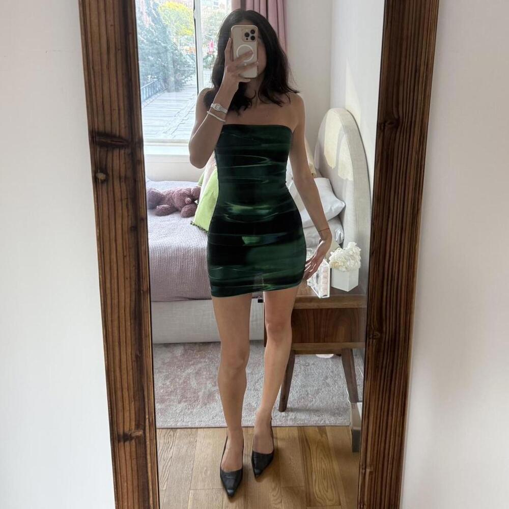 Tight multi-green bodycon dress